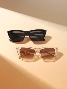 Unisex Retro Cat Eye Square Frames Sun Glasses, Colorblock Lens, Casual Style, Uv400 Protection, All Seasons, Fashionable Eyewear Accessories, Casual Stylish Glasses