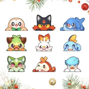 Cute Anime Eeveelutions Vinyl Peeker Sticker, Sylveon, Vaporeon, Jolteon, Flareon, Espeon, Umbreon Sticker, Tumble or Mug, Car