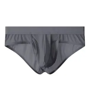 Men's Ice Silk Underwear with Separate Side Opening, Unique Glossy Fabric, Thin Breathable Men's Briefs