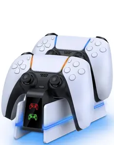 PS5 Controller-Charger-Station for Playstation 5 Dualsense/Edge Controller with 9 Color Led Lights, Fast Charging Dock & Holder Charger Stand for PS5/Slim/Pro Remote Accessories