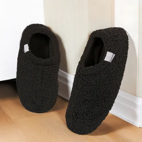 Women’s Soft Curly Full Slippers Memory Foam Lightweight House Shoes Indoor Cozy Loafer with Polar Fleece Lining