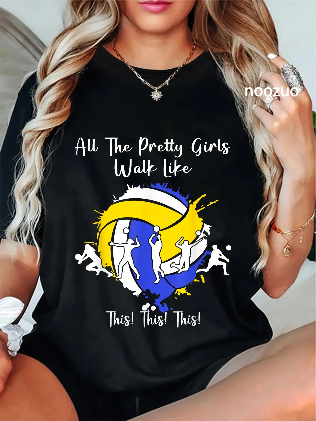 100% Cotton Womens All The Pretty Girls Walk Like This Volleyball Girls T-Shirt