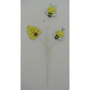 25" Gold Black and White Glitter Bee Honeycomb Spray 64833