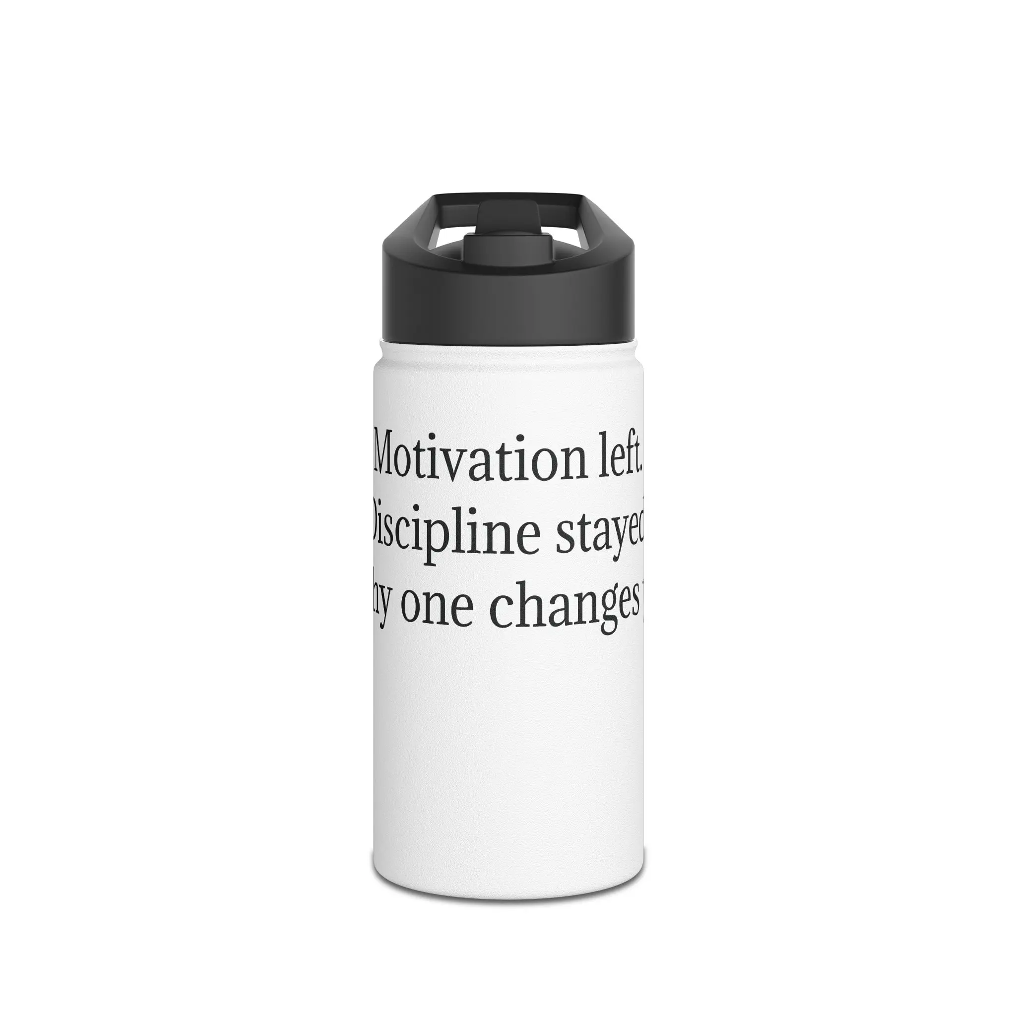 Stainless Steel Insulated Water Bottle - 12oz White Cylindrical Minimalist Drinkware with Printed Motivational Quote, Lightweight Portable Design, Secure Lid for Coffee, Kitchen, Outdoor Use, White / 12Oz, Printed Quote