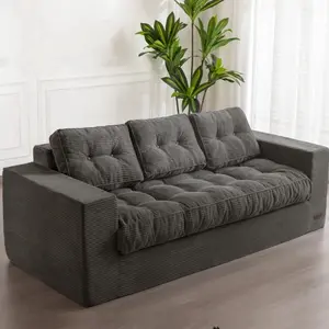 MAXYOYO Corduroy Boneless Couch,Comfy Sofa Couch with Tufted Cushion & Backrest