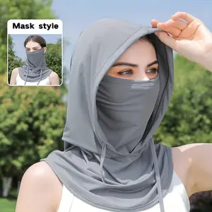 Spring Summer Sun Protection Hat Set, Neck Cover, Large Coverage, Includes Hat Mask Collar Scarf, Breathable, Suitable for Men Women