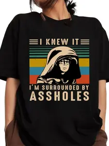 Unisex "I Knew It I'm Surrounded" Graphic T-Shirt - Soft Cotton Classic Fit Menswear Inspired by Spaceballs Dark Helmet Casual Cotton Menswear Crew Neck Tee Top Womenswear Streetwear Print Tshirt