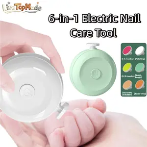 Electric Nail Care Tool – Rechargeable Nail Trimmer for Newborns, Toddlers, Teenagers & Adults, 6-in-1 Electric Nail File with Polishing Heads, Safe & Gentle Wireless Foot Care Machine for Baby, Kids, Seniors, Professional Home Manicure Pedicure Kit