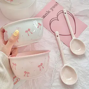 2 Bowls and 2 Spoons, Suitable for Cereal, Soup, Rice, Salad, Breakfast, Yogurt - Cute and Novelty Spoon Tableware, Ideal for Desserts and Ice Cream, Durable, Can Be Washed in Dishwasher,Perfect Gifts for Christmas, Labor Day, and Halloween