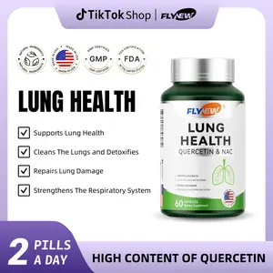 Flynew Lung Health | Quercetin, NAC, Piperine, Vitamin C & Zinc For Lung Detox Healthcare Supplement | Made in USA | 60 Capsules Dietary Supplement Fitness Edible