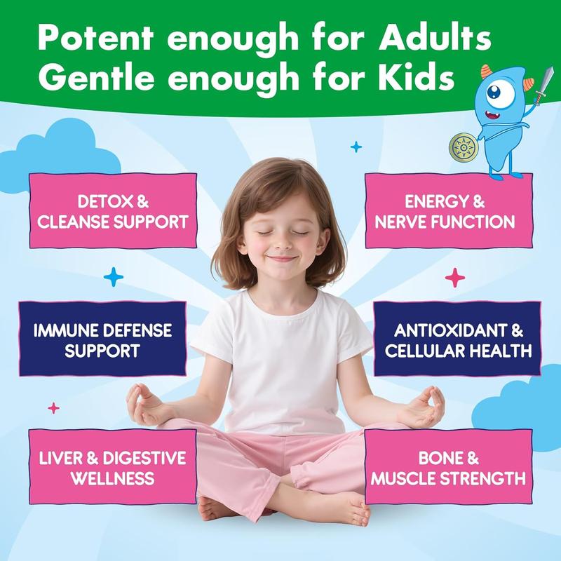 Zeolite Detox for Kids Zeolite Liquid Drops with L-Glutamine, Vitamin C, Zinc, Milk Thistle and Chlorella Extract for Detox & Cleanse, Immune, Energy, Cellular Health, Strawberry Flavor 2 Fl Oz