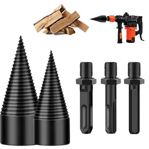 Wood Splitter Drill Bits, Firewood Drill Bit Wood Splitter,38mm+32mm Heavy Duty Log Splitter Drill Bit with 3 Drill Screw for Hand Drill,Wood Splitting Drill Bit for Electric Drill