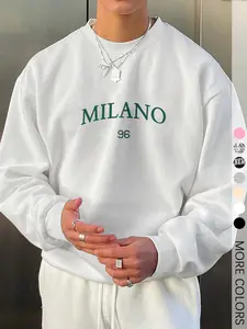 Men's Letter Print Round Neck Sweatshirt, Regular Fit Fashion Long Sleeve Pullover for Spring & Fall, Men's Top for Daily Wear