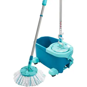 Clean Twist Spin Mop and Bucket Set with Rollers | Telescopic Handle, 360? Joint, Spin-Dry System | Easy Glide Wheels | Blue
