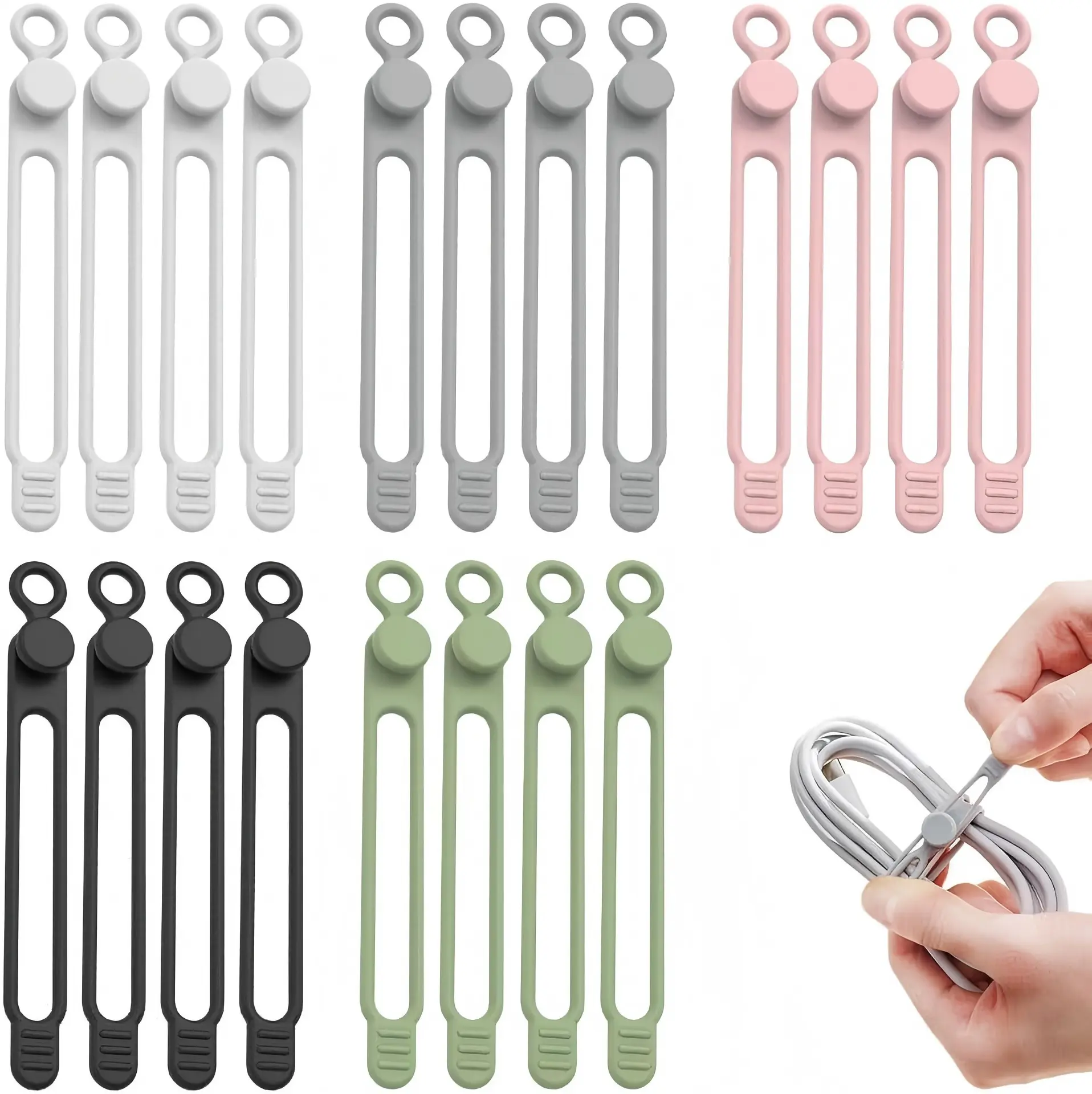 Silicone Cable Tie, Cable Organizer, Cable Straps, Reusable Cord Tie, Travel Cable Organizer, Cute Elastic Tie, Wire Tie, Modern
