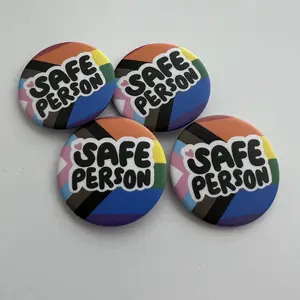 Safe Person LGBTQIA+ Pride Flag | 1.45" Soft Matte Pin Backed Button