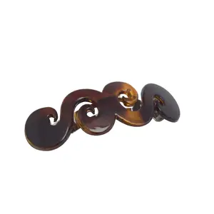 Parcelona French Swirl Medium Shell Celluloid Hair Clip Barrette 3 Inches