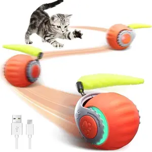 Speedy Tail 2.0 Interactive Cat Toy, Electric Adjustable Rolling Cat Ball, Chewie Viral Motion Ball Toy for Indoor Cats, Perfect Christmas Birthday Pet Gift, Orange