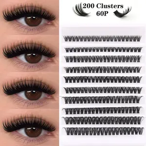 200PCS 60P Individual Cluster Eyelashes DIY Eyelashes Eyelashes Natural Thin Makeup False Eyelashes Soft And Skin-Friendly Ideal For Daily Use And Special Events, Non-Irritating, Reusable, Suitable For All Eye Shapes