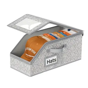Multi-Purpose Baseball Cap Storage Box, Ultra-Large Capacity Stackable Organizer, Foldable Dustproof Design for Closet Use