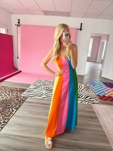 Colorblock Stripe Maxi Dress