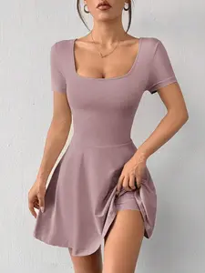 Gray-Blue Knitted Women's Short Dress