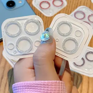 Glitter Lens Protector, Rhinestone Decor Lens Protective Film, Phone Lens Protector for iPhone 15/14/12/11/13 Pro Max Cellphone, Cover, Accessories, Protection