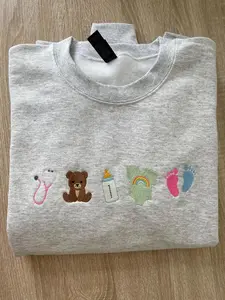 [MADE IN US] Embroidered NICU Nurse Sweatshirt, PEDS Nurse Crewneck, Nurse Appreciation Gift ,Cozy Medical Pullover, Embroidered Cotton Fabric