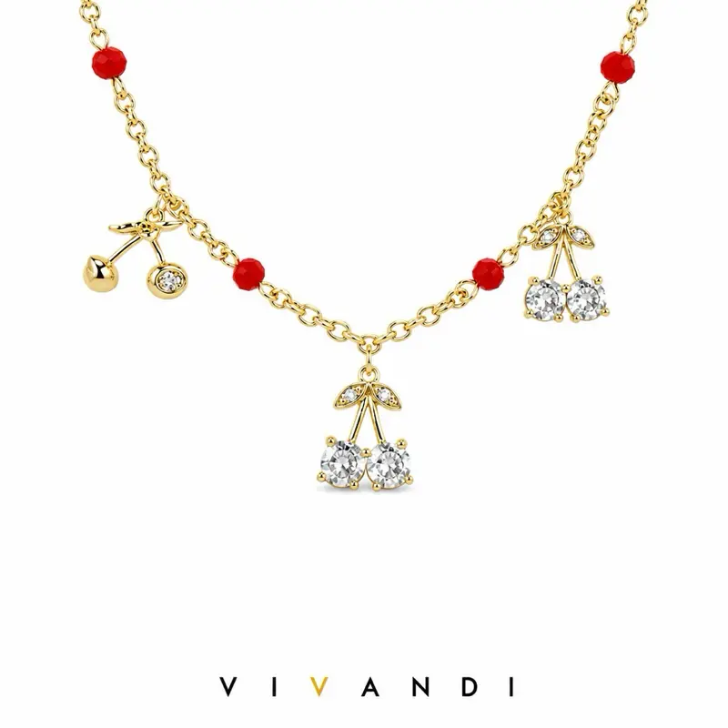 Vivandi Cherry Charm Necklace