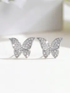 1 Pair Cute Cubic Zirconia Butterfly Stud High Quality Earrings For Women For Wedding Engagement Anniversary Party Jewelry Valentine's Day Gift