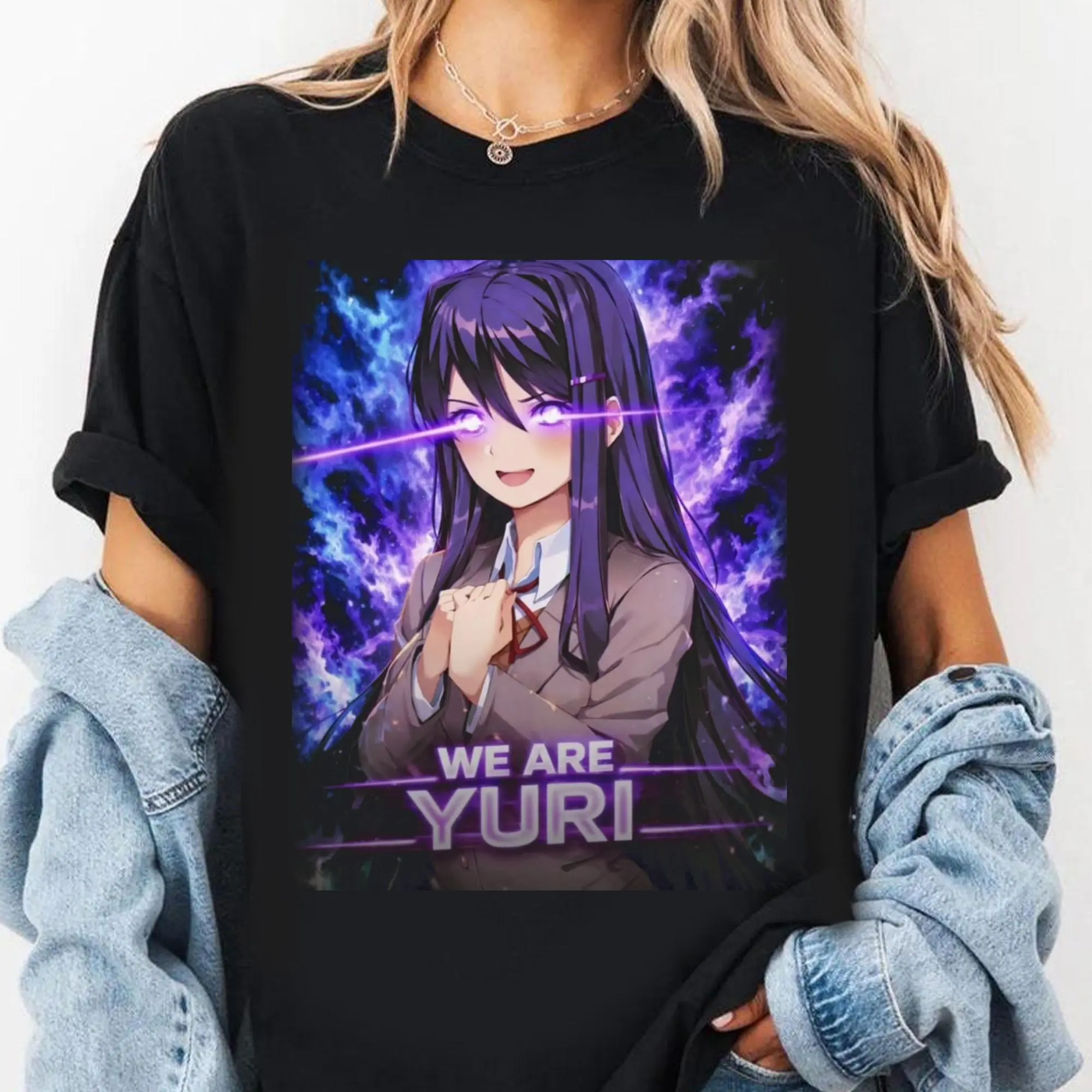 Doki Doki Yuri Literature Club 3D Glitch Graphic T Shirt Gift For Fans Visual Novel Tee