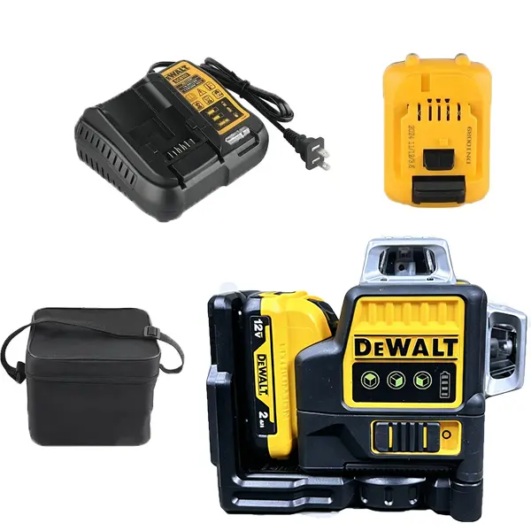 DEWALT DW089LG 12V MAX 3x360 Green Line Laser Level Kit, Self Leveling Laser Tool With Green Beam Technology For Construction Layout, Drywall Installation, Tile Work And Electrical Projects, Magnetic Mount, Battery Charger And Carrying Case Included
