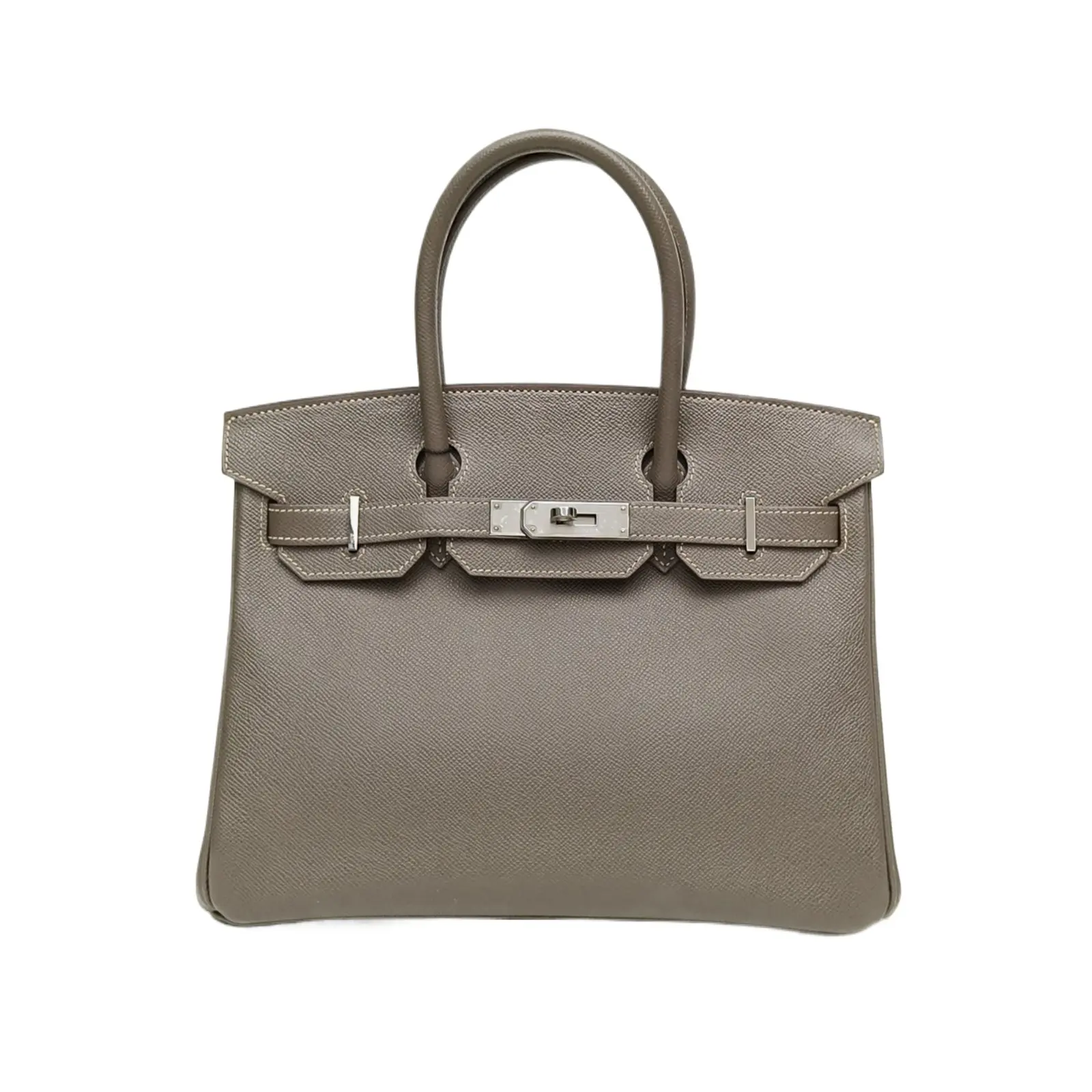Pre-owned HERMÈS leather Tote Bags Birkin 30 Étoupe(18) Epsom OP226664005