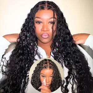 [Upgraded 7x6 Lace] Menglle Hair Pre Box Braided 7x6 Water Wave No Need to Style Pre Cut Lace Front Human Hair Wigs Gluless Boho Curly Ready to Go Pre Hair style#Summervibes#TikTokShopStockUp
