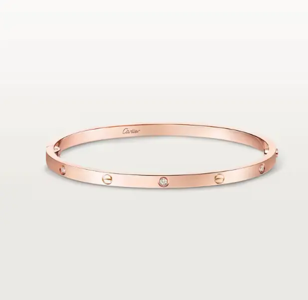 Pre-owned Cartier LOVE Bracelet Small Model 6 Dias Rose Gold Full Set