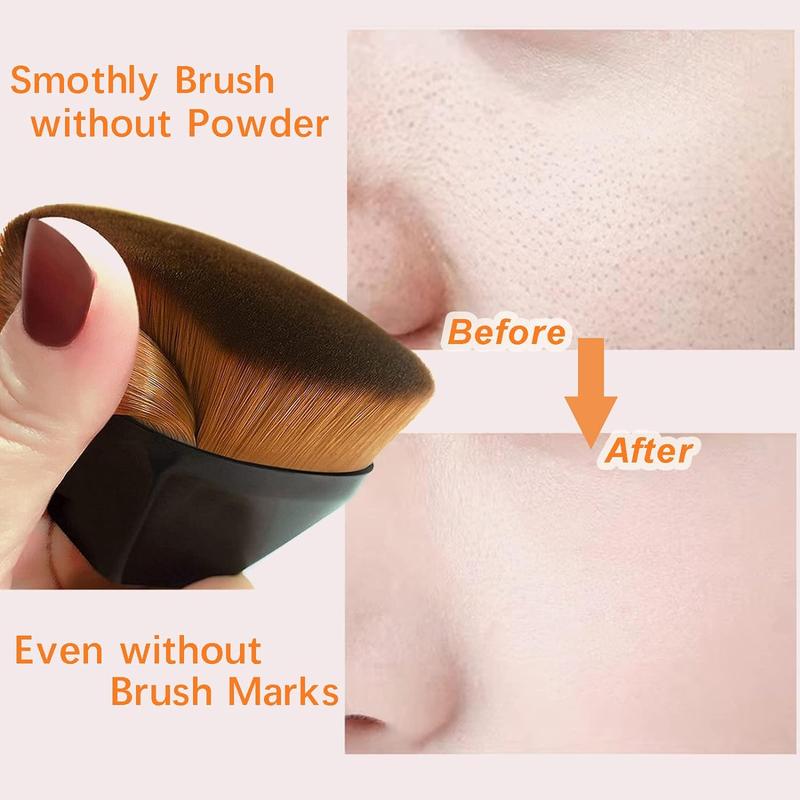 4 Pack Foundation Makeup Brush for Blending Liquid Cream Flawless Powder Face Blush with Protective Case(Black and Pink, Hexagon Kabuki Brush) Lightweight Compact