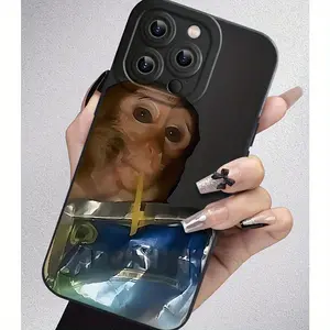 Monkey Sipping Caprisun Phone Case, Fall and Shockproof Phone Case in Summer, Full Side Protection for iPhone17/ 15/14/13/12/11 Pro Max Phone Case Cover Protective Casing Protector Cutephonecases Transparent