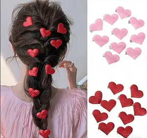 10pcs Valentine‘s Day Heart Shaped Hair Clips, Glitter Cute Claw Clips for Women Girls, Sweet Gift for Girlfriend Mom Teacher