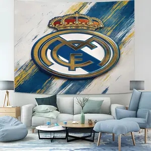 European Football Club Emblem Tapestry For Home Decoration, Fashionable Room Flag, Unique Wall Art In Living Room And Bedroom, Perfect Gift For Football Fans