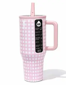 HydroJug 40oz Pink Gingham Leakproof Tumbler  Stainless Steel Insulated Travel Mug for Hot and Cold, Stainless Steel Travel Coffee Mug for Women Girls Gift for Birthday Christmas Portable Water Bottle Travel Mugs Insulated Drinkware Flasks Stylish Bottled