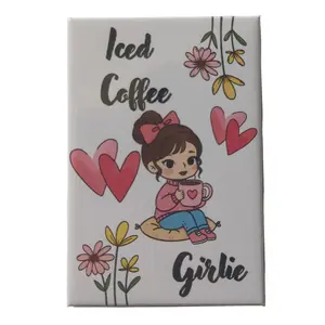 Iced Coffee Girlie Refrigerator Decorating Magnet, 2x3 in Rectangle Shaped Body Home Decor Fridge Accessory