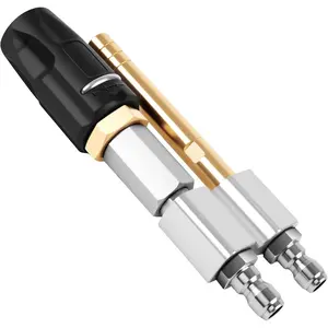 2 in 1 M5 Twist Nozzle for Pressure Washer, Long Range Soap Nozzle, Adjustable Downstream Soft Wash Shooter Tip, Long Range Chemical Shooter for 3-7 GPM, 1/4'' Quick Connect, 0 to 60 °   Spray Pattern