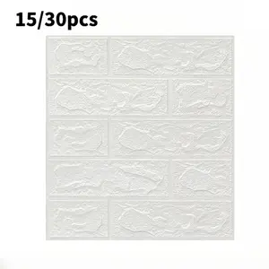 Economical Pack of 15/30 Pieces, Thick 3D Foam Brick Texture, Self-Adhesive, Easy to Cut, Waterproof and Oil-Resistant, Ideal for Dorms and Kids' Rooms