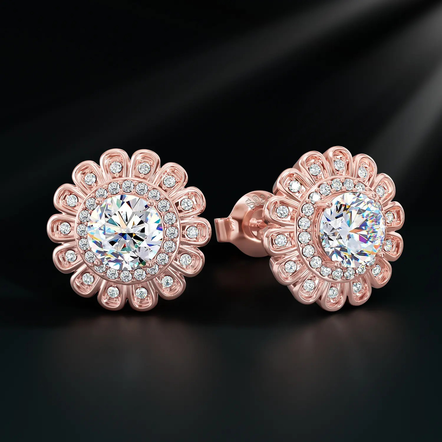 HELLOICE Moissanite Daisy Stud Earrings VVS D Color Full Synthetic Flower Moissanite Earrings Jewerly Gift