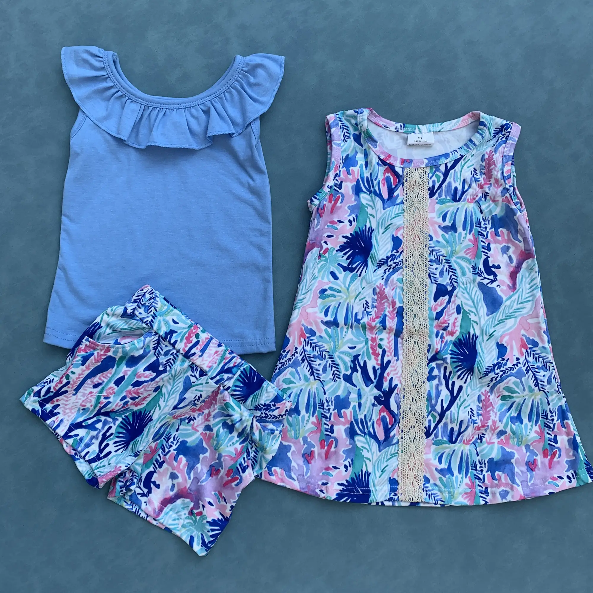 Girls seaweed print cute summer clothes