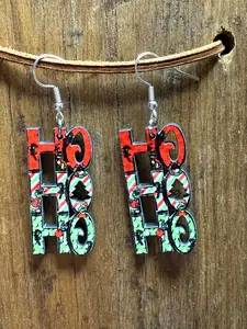 G-Man Ho Ho Ho Christmas Wood Earrings