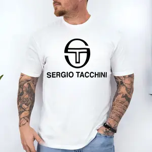 Sergio Tacchini Bari T Shirt – Maritime Blue/White, Classic Sportswear Tee, Premium Cotton Casual Top C01, Unisex Casual Graphic T-Shirts