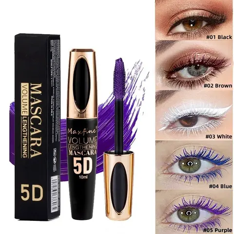 5D Professional Flawless Beauty Mascara, Colorful and bold personality Mascara,Waterproof Sweatproof Smudge Proof Long Lasting Base Multi Color Eyelash Makeup for Women,Makeup suitable for festivals and parties