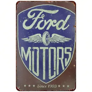 Ford Motor Vintage Crest Aluminum Sign Retro Look Reproduction Metal Wall Art Decor Vintage Garage Signs