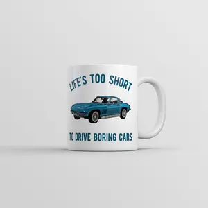 Lifes Too Short to Drive Boring Cars Mug Funny Novelty Mechanic Coffee Cup - 11oz Funny Coffee Mugs Ceramic Printed Drinkware Cup